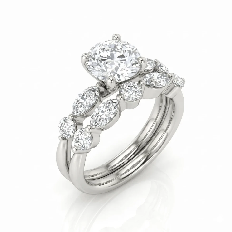 Marquise Bridal Set CAD vs render